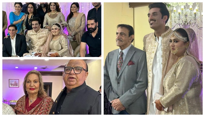اداکارہ حنا رضوی اور عمار احمد خان کی شادی کی اس تقریب میں شوبز سے تعلق رکھنے والے متعدد فنکاروں نے شرکت کی اور اس تقریب کو چار چاند لگائے__فوٹو: سوشل میڈیا