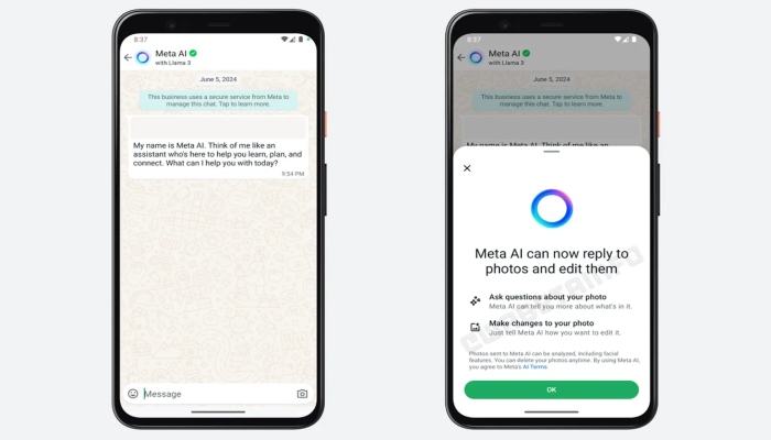 واٹس ایپ میں اب میٹا اے آئی سے تصاویر کا تجزیہ اور ایڈٹ کرانا ممکن