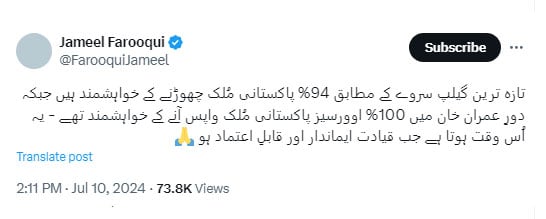 فیکٹ چیک: گیلپ پاکستان نے ایسا کوئی سروے نہیں کیا کہ 94فیصد پاکستانی ملک چھوڑنا چاہتے ہیں