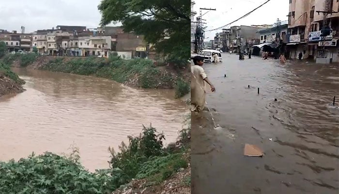 راولپنڈی میں بارش سے نالہ لئی میں پانی کی سطح مسلسل بلند، سائرن بجادیے گئے