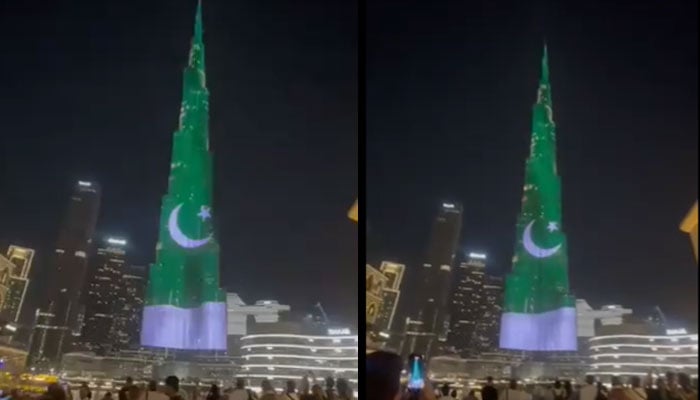 یوم آزادی پر برج خلیفہ کو پاکستانی پرچم کا رنگ دے دیا گیا