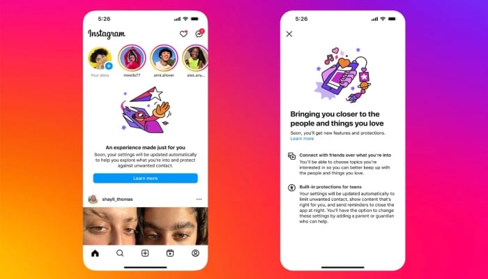 انسٹا گرام کا کم عمر صارفین کے تحفظ کے لیے نئی تبدیلی کا اعلان