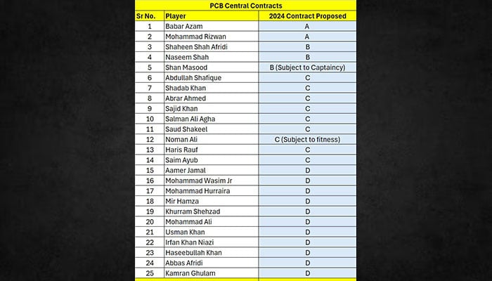 25 قومی کرکٹرز کو سینٹرل کنٹریکٹ کی پیشکش، اے کیٹیگری میں کون کون شامل؟