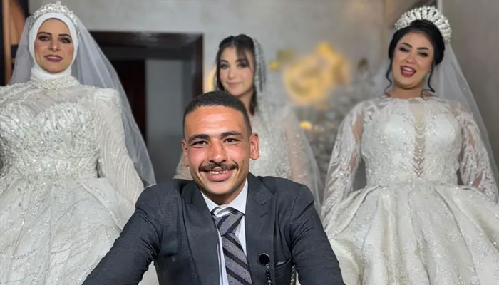 مصری شہری کی ایک ساتھ 3 لڑکیوں سے شادی، تینوں کو کیسے منایا؟شادی کی ویڈیو وائرل