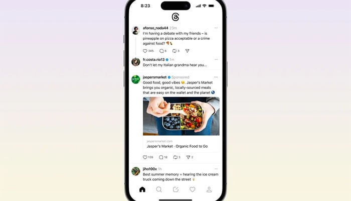 میٹا نے تھریڈز میں اشتہارات دکھانے کا سلسلہ شروع کر دیا