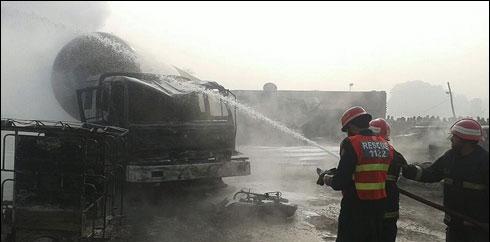 ننکانہ صاحب حادثہ ٹینکر سے گیس کے اخراج پر ماچس جلانے کے سبب پیش آیا