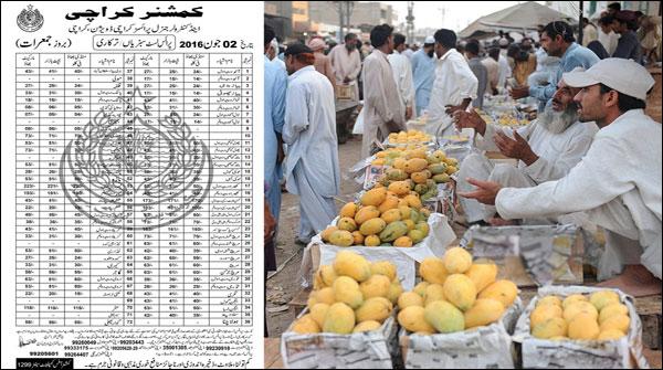 کمشنر کراچی کی سرکاری پرائز لسٹ میں فروٹ سستے ہوگئے