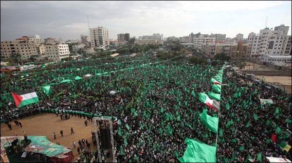 حماس کے یوم تاسیس پر جلوس، ایک لاکھ افراد کی شرکت