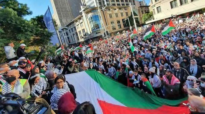 غزہ میں اسرائیلی مظالم کیخلاف پاکستان برطانیہ، اسپین، جرمنی اور فرانس میں مظاہرے
