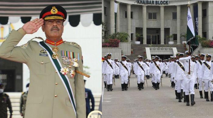 پاکستان نیول اکیڈمی میں کورس کمیشننگ پریڈ