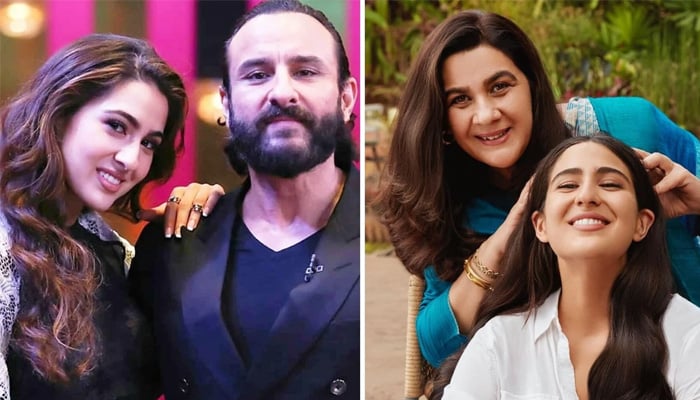 سارہ علی خان اپنے والد اور ان کی دوسری اہلیہ سے ملنے ان کے گھر بھی جاتی ہیں، انہوں نے عید الاضحیٰ بھی اپنے والد اور تینوں بھائیوں کے ہمراہ منائی تھی  — فوٹو: فائل