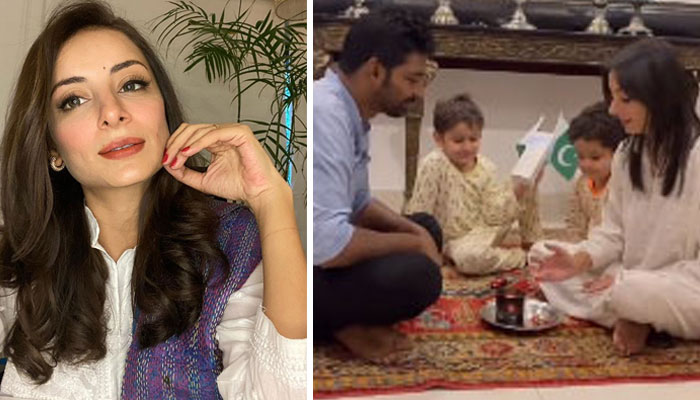 ویڈیو میں اداکارہ اپنے بچوں کے ہمراہ ہندو کک گھنیش کے ساتھ بیٹھی دیکھی جاسکتی ہیں:فوٹو انسٹاگرام