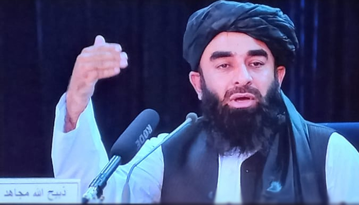 پاکستان کو افغانستان سےکوئی خطرہ نہیں ہوگا،ذبیح اللہ مجاہد،فوٹو: جیو نیوز