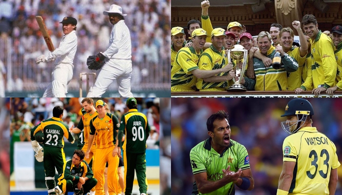 ورلڈ کپ میچز کی تاریخ میں جب بھی پاکستان اور آسٹریلیا ناک آؤٹ مرحلے میں آمنے سامنے آئے شکست گرین شرٹس کا مقدر بنی— فوٹو: فائل