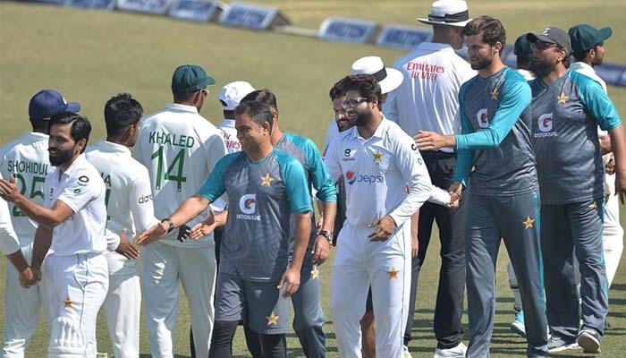 پاکستان اور بنگلادیش کے درمیان دو ٹیسٹ میچوں کی سیریز میں قومی ٹیم کو 0-1 کی برتری حاصل ہوگئی ہے—فوٹو: پی سی بی