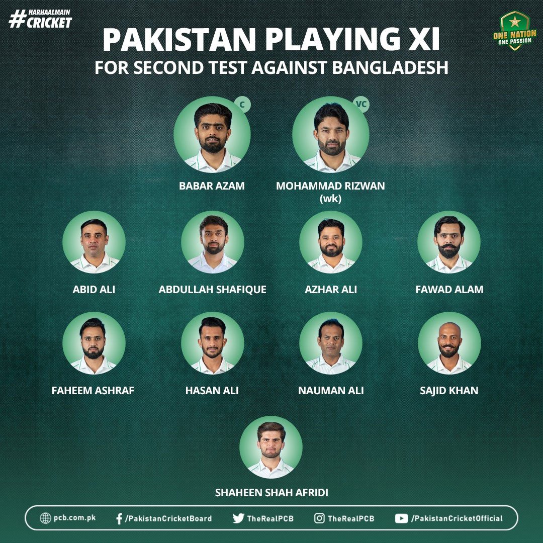 ڈھاکا ٹیسٹ کیلئے پاکستانی ٹیم۔ فوٹو: پی سی بی