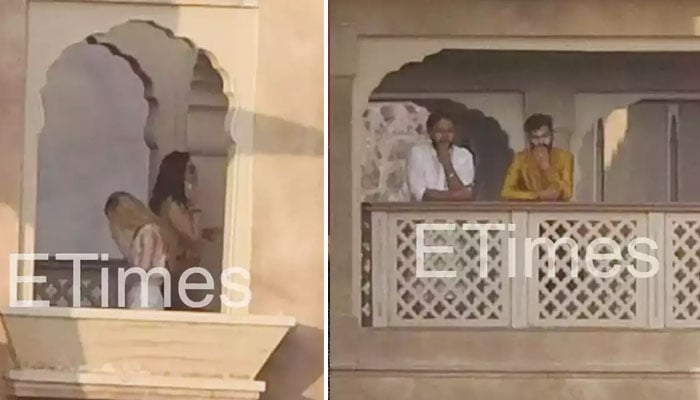ان مناظر میں کترینہ اور وکی کی شادی میں شریک مہمانوں کو قلعہ سکس سینس فورٹ میں گزرتے دیکھا جاسکتا ہے/ فوٹو بشکریہ بھارتی میڈیا