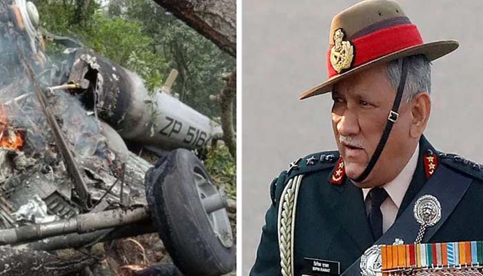حادثے میں جنرل بپن راوت کی اہلیہ بھی ہلاک ہوئیں جب کہ حادثے میں صرف ایک شخص زندہ بچ سکا: فوٹو بھارتی میڈیا