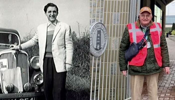83 سالہ برائن چورلی برطانیہ کے شہر سمر سیٹ میں واقع ایک جوتے کی فیکٹری (سی اینڈ جے کلارکس) میں 1953میں کام کرنا شروع کیا —فوٹو:مرر