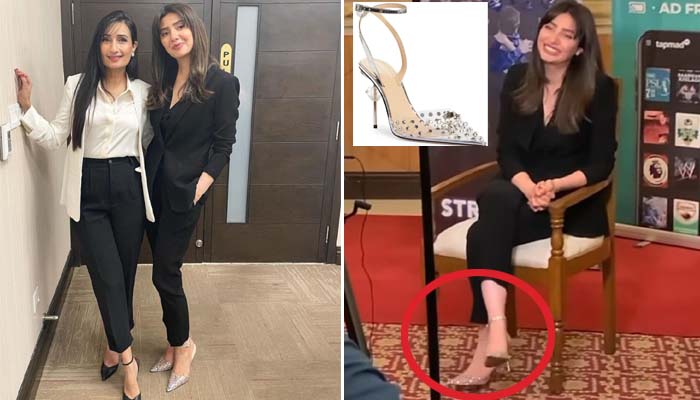 سوشل میڈیا پر اداکارہ کے جوتوں کی کئی تصاویر وائرل ہوئیں جس میں دعویٰ کیا گیا کہ اداکارہ کے جوتے انٹرنیشنل برانڈ میچ اینڈ میچ کے ہیں__فوٹو : سوشل میڈیا