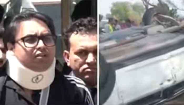 جب میری گاڑی دیگر گاڑیوں میں پھنس گئی تو گاڑی کو پیچھے سے ٹکر ماری گئی: رہنما تحریک انصاف۔ اسکرین گریب