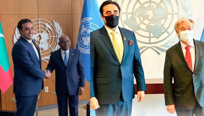 بلاول بھٹو نے اقوام متحدہ کے سیکرٹری جنرل انتونیو گوتریس اور یو این جنرل اسمبلی کے صدر عبداللہ شاہد سے بھی ملاقا تیں کی ہیں—فوٹو: بلاول بھٹو ٹوئٹر
