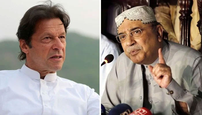 سابق صدرآصف علی زرداری نے عمران خان کے بیان کی مذمت کرتے ہوئے کہا ہے کہ کوئی بھی پاکستانی اس ملک کے ٹکڑے کرنے کی بات نہیں کرسکتا۔—فوٹو:فائل