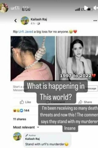 سوشل میڈیا پر بھارتی اداکارہ عرفی جاوید کی موت کی خبریں زیر گردش