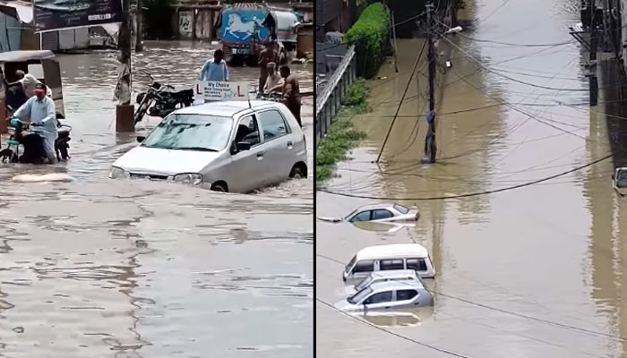 آئی آئی چندریگر روڈ، شاہین کمپلیکس سے گورنر ہاؤس اور وزیراعلیٰ ہاؤس جانے والی سڑکوں پر پانی جمع ہے/ فائل فوٹو