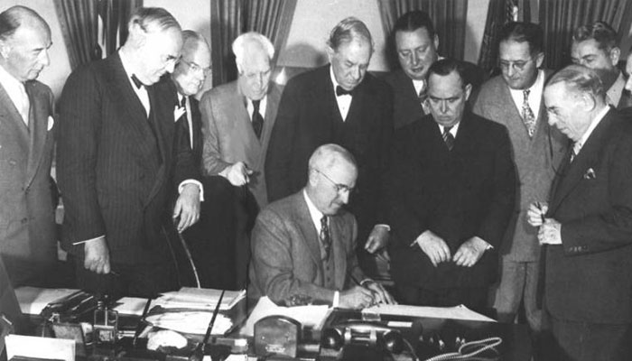 The Marshall Plan is the plan under which the United States provided extensive aid to Western Europe after World War II — Photo: US State Department