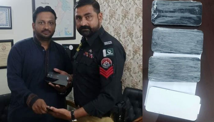 4 دسمبر کو محمد عارف نامی مسافر اسلام آباد سے پی آئی اے کی پرواز پی کے 369 کے ذریعے کراچی پہنچا اور اپنا ایک پارسل ائیر پورٹ پر ہی بھول گیا— فوٹو: جیو نیوز