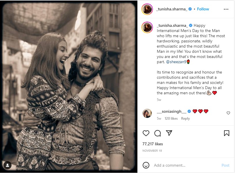 On the occasion of International Men's Day, Tanisha posted a loving post for Shizaan