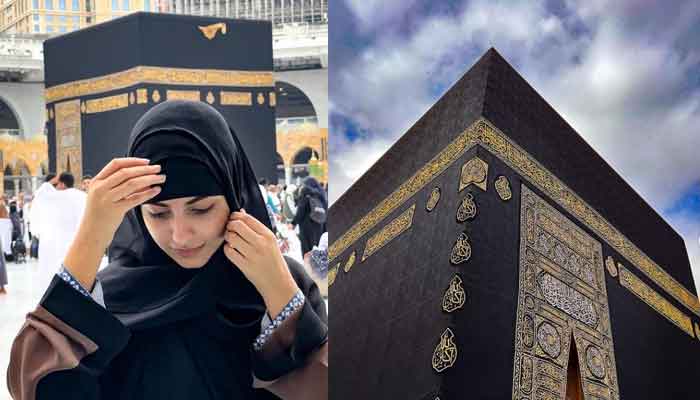 Actress Kanza Hashmi shared a few pictures on social media while explaining about the first Umrah payment.  Photo Instagram