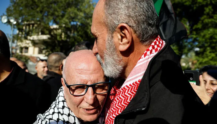 Israeli authorities released Karim Youness, 66, from a prison north of Tel Aviv on Thursday morning: media/photographers