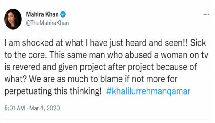 ماہرہ خان کے ٹوئٹ پر اب تک دل دکھتا ہے: خلیل الرحمان قمر