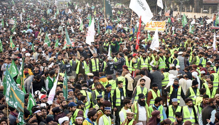 حکومت پاکستان یہ معاملہ عالمی سطح پر اٹھائے، مظاہرین کا مطالبہ— فوٹو: لاہور/ آن لائن