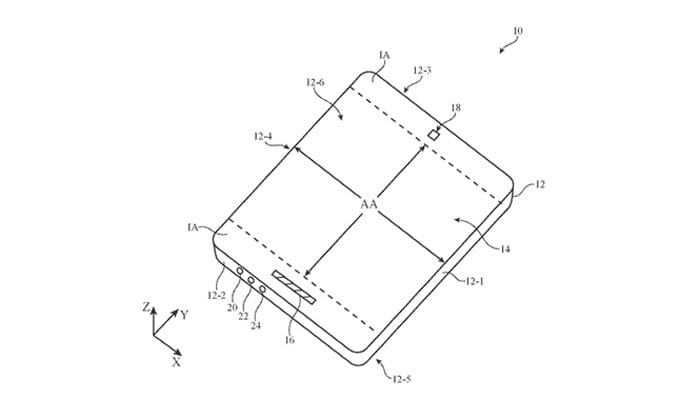 یہ فولڈ ایبل آئی فون کا ڈیزائن ہے / فوٹو بشکریہ یو ایس پیٹنٹ آفس