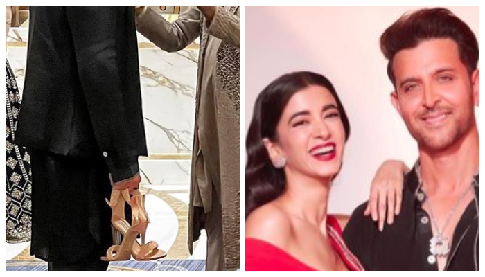 A picture of the event also went viral, in which Hrithik is carrying the heels of Roshan Saba Azad and talking to someone/ Photo Instagram