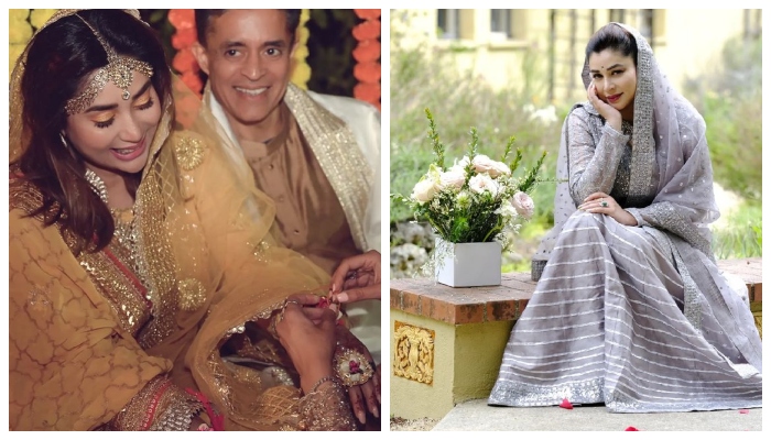 Komal Rizvi shared pictures on Instagram in a gray wedding dress on Friday night__Photo: Instagram/Komal Rizvi