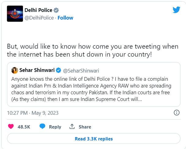How did you tweet even though the service was down?  Delhi Police Interrogates Pakistani YouTuber
