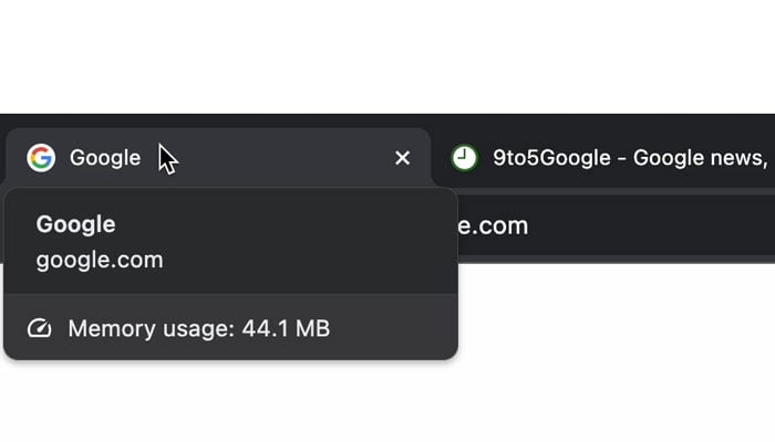 اس فیچر سے معلوم ہو جائے گا کہ کونسا ٹیب کتنی میموری استعمال کر رہا ہے / فوٹو بشکریہ 9 ٹو 5 گوگل