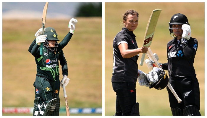 میچ میں پاکستان کی سدرا امین نے سنچری اسکور کی جو کہ ان کے کیریئر کی چوتھی ون ڈے سنچری تھی—فوٹو: ای ایس پی این