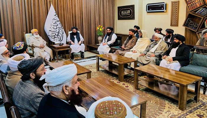 مولانا فضل الرحمان کا دورہ افغانستان امن اور معیشت کے حوالے سے دونوں ممالک کے عوام کیلئے سود مند ثابت ہوگا: افغان وزیر خارجہ مولوی امیر متقی— فوٹو: جے یو آئی