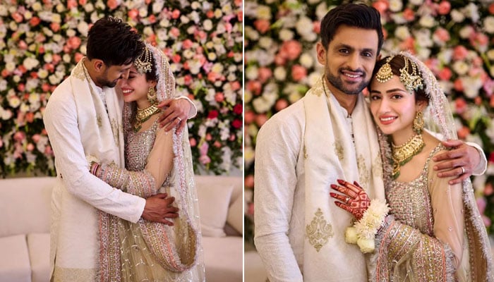شادی کی تقریب کراچی میں ہوئی جس میں دوستوں اور قریبی رشتہ داروں نے شرکت کی—فوٹو: انسٹاگرام/شعیب، ثانیہ