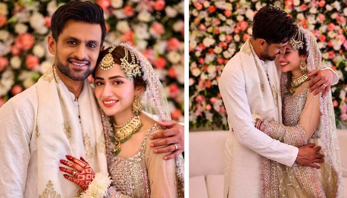 شعیب ملک اور ثنا جاوید کی شادی کچھ روز قبل کراچی میں ہوئی تھی جس کی تصدیق خاندانی ذرائع نے کی/فوٹوبشکریہ سوشل میڈیا