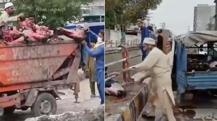 ویڈیو: پشاور انتظامیہ نے مضر صحت گوشت نہر میں پھینک دیا، قصائیوں نے پھر پکڑ لیا