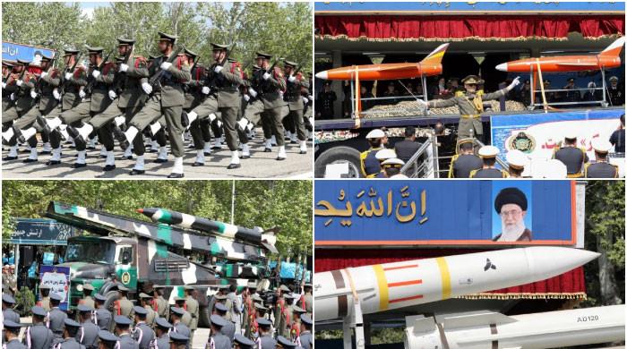 ایران کے سالانہ فوجی دن پر تہران میں فوجی پریڈ ، جدید ڈرونز اور میزائلوں کی نمائش