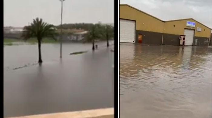 ویڈیو: دبئی، ابوظبی اور سعودیہ میں طوفانیں بارشیں، صحرائی وادیاں  پانی سے بھر گئیں