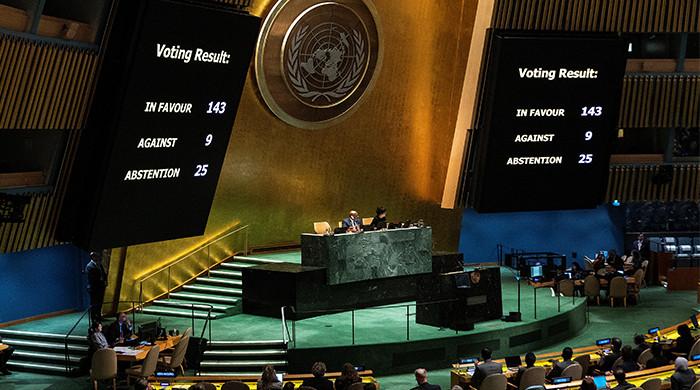 اقوام متحدہ کی جنرل اسمبلی نے فلسطین کو مکمل رکن بنانے کی قرارداد منظور کرلی