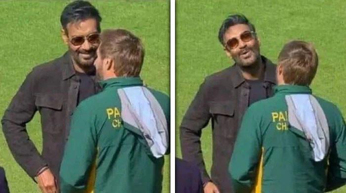 بھارتی اجے دیوگن اور شاہد آفریدی کی تصاویر دیکھ کر آپے سے باہر، یہ ملاقات کب ہوئی؟